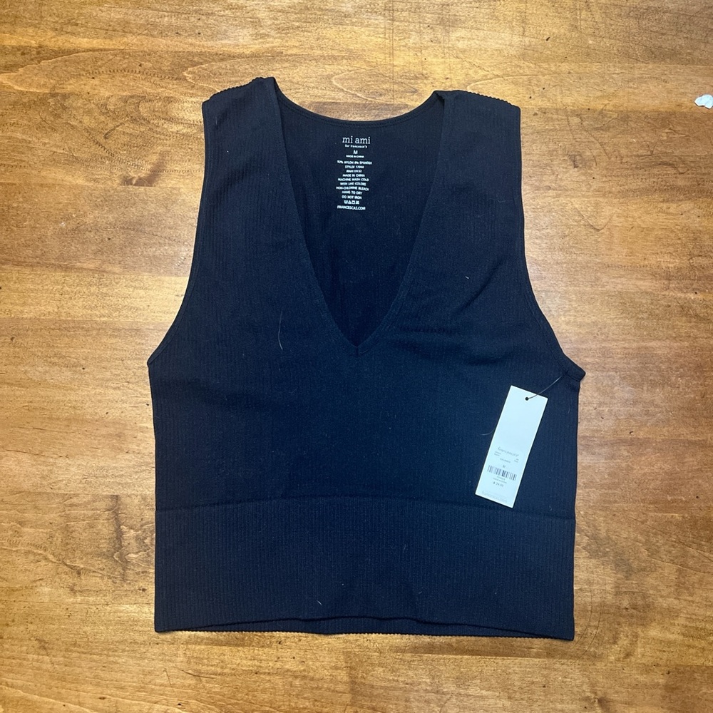 Francesca's Collections Black Fitted Crop Tank Top